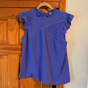 Women's Ruffled Blue Top